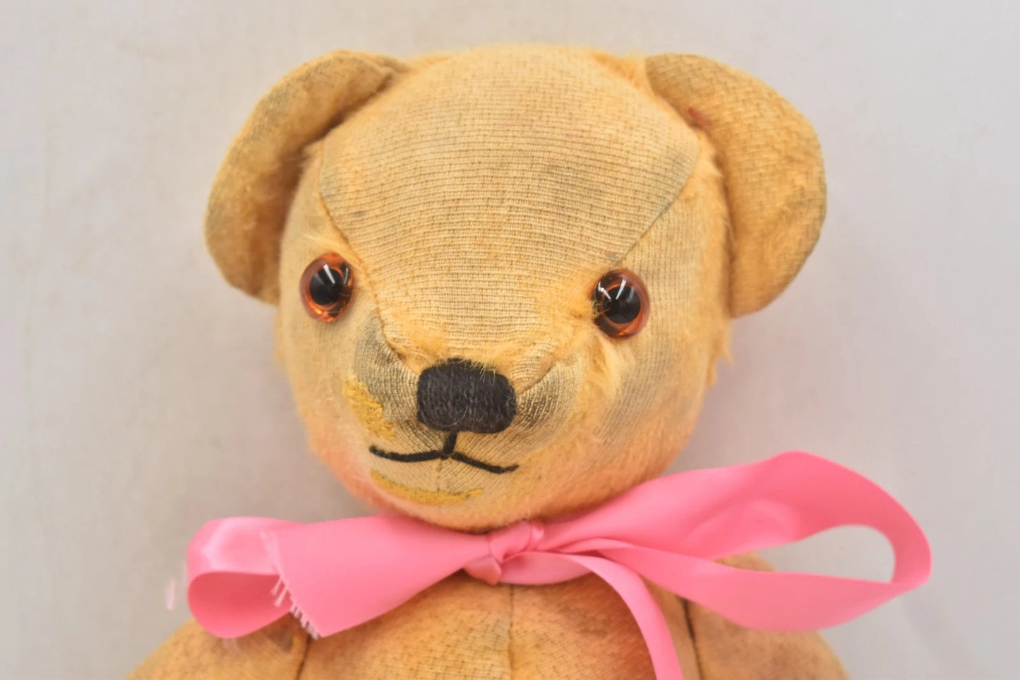 Vintage 1940s English Mohair Teddy Bear 38cm Fully Jointed Glass Eyes