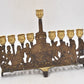 Antique Biblical Zionist Brass Hanukkah Menorah Lamp Judaica Candlestick
