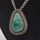 Vintage Sterling Silver 925 Necklace with Malachite Pendant 64cm