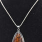 Vintage Sterling Silver 925 Necklace with Amber Pendant – 50cm, 23g