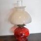 Vintage P&A Risdon Oil Lamp with Eagle Burner USA Ruby Red Glass and White Shade