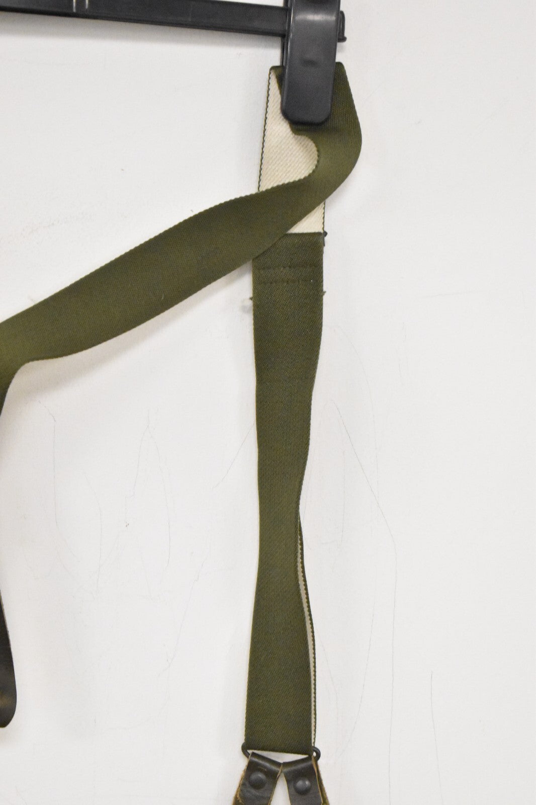 German Army Dark Green Braces with Leather Tabs – Adjustable 110cm – Military