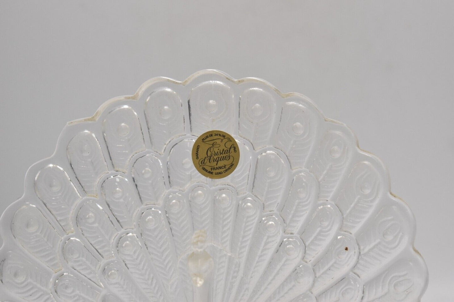 Vintage Cristal d’Arques Lead Crystal Peacock Ornament Figurine Clear Glass