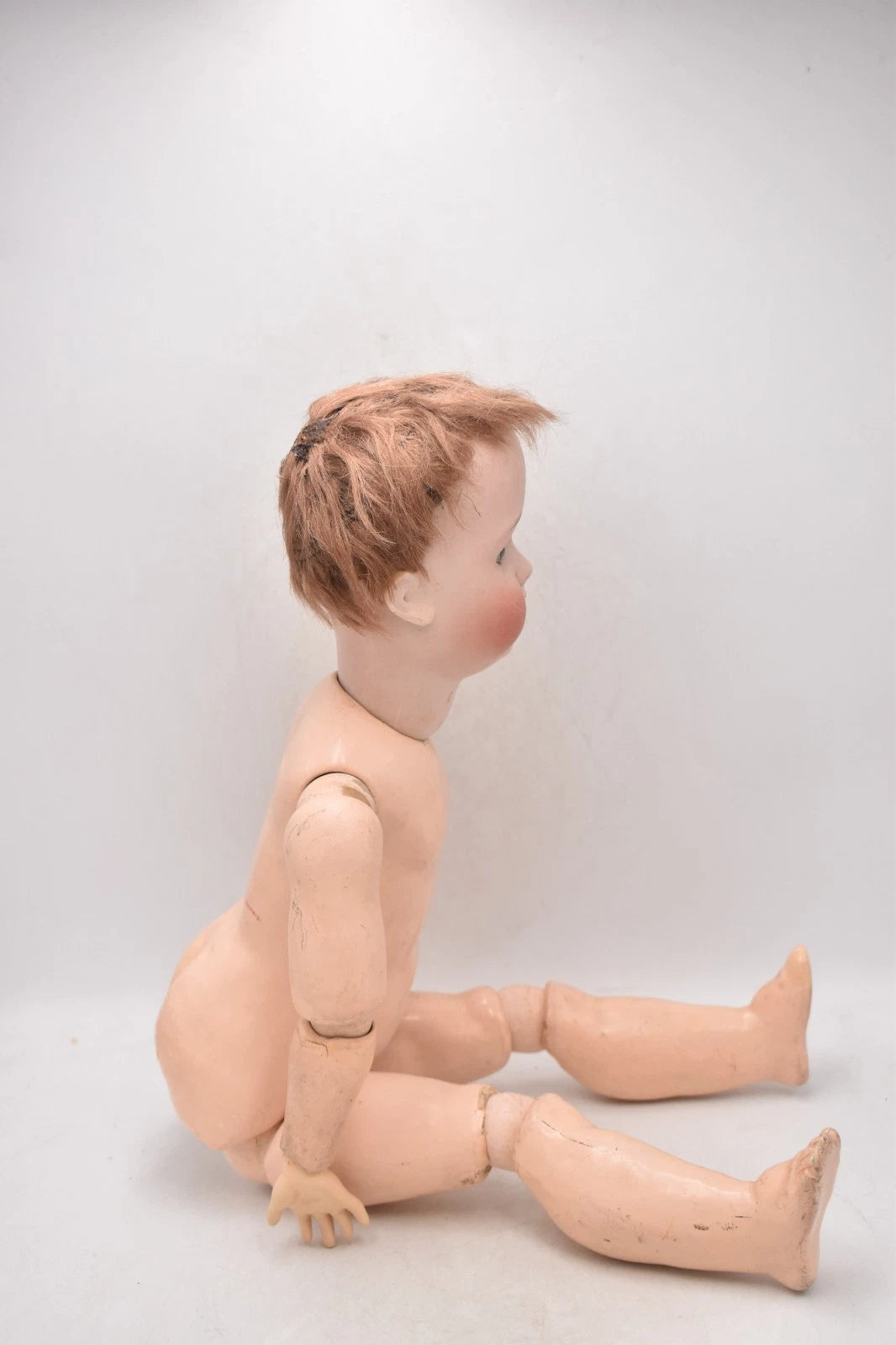 Antique Bruno Schmidt Large Bisque Head Doll 54cm Sleepy Blinking Eyes Vintage