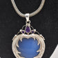 Vintage Art Nouveau Revival Sterling Silver Quartz & Amethyst Pendant Necklace