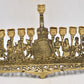 Antique Biblical Zionist Brass Hanukkah Menorah Lamp Judaica Candlestick