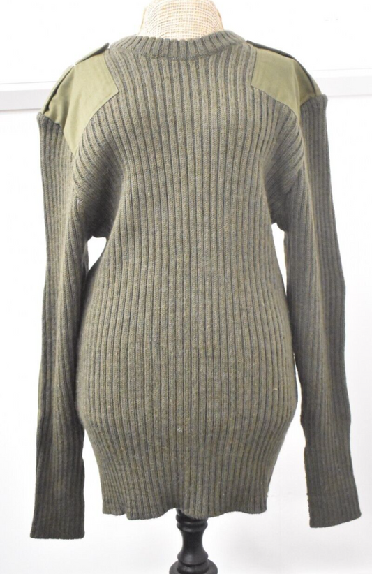 British Army Olive Green Wool Jumper Pullover Thermal Jersey - Size 100cm