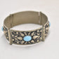 Vintage Sterling Silver and Turquoise Etruscan Revival Cuff Bangle Bracelet