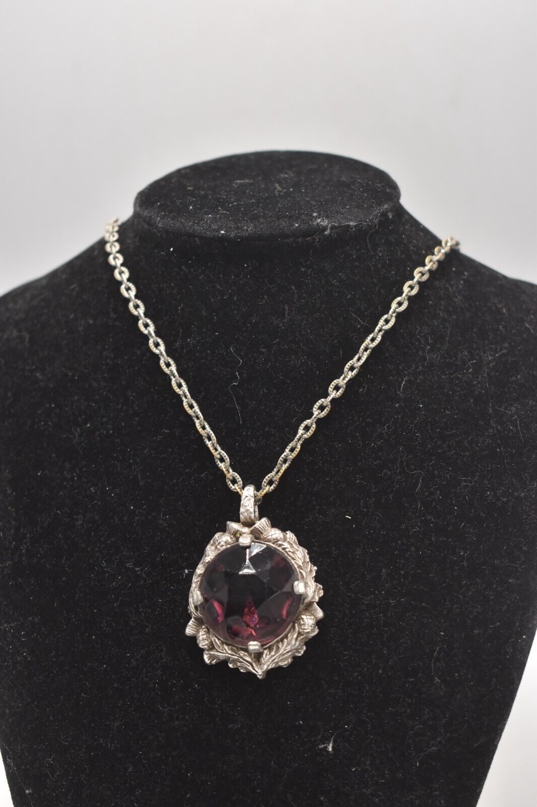 Vintage Miracle Britain Scottish Celtic Style Purple Pendant Necklace