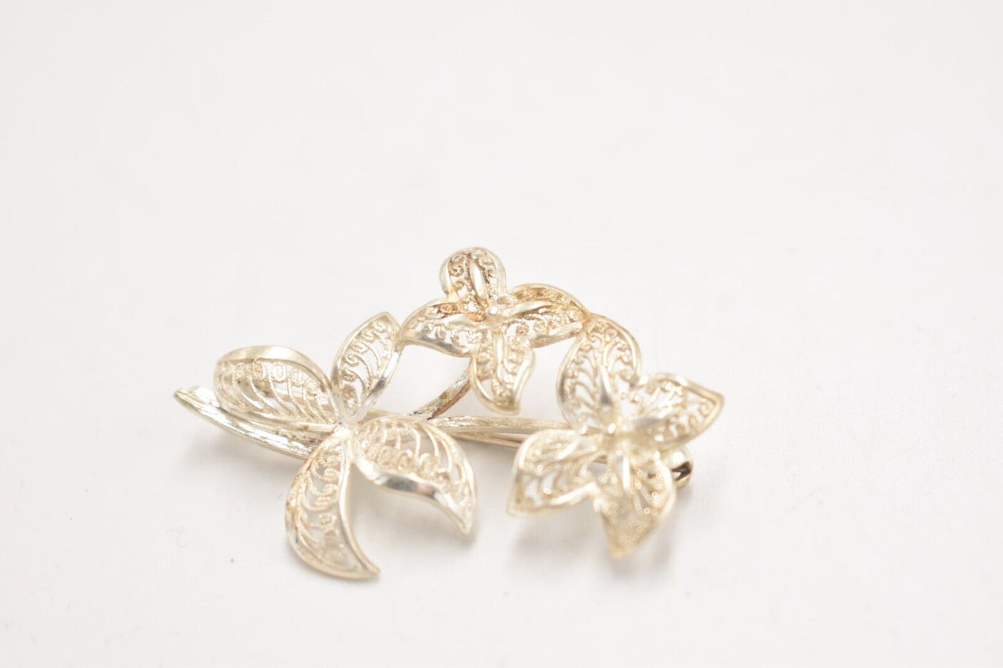 Vintage Sterling Silver 925 Floral Brooch Women's Jewellery 4.5cm x 3.5cm