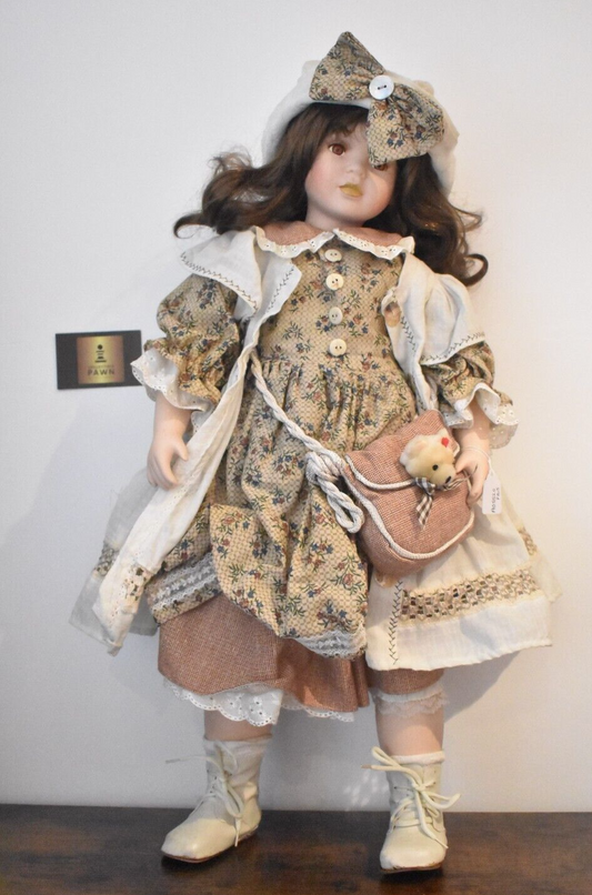 Vintage The Leonardo Collection School Girl Porcelain Doll – Retired – 65cm Tall