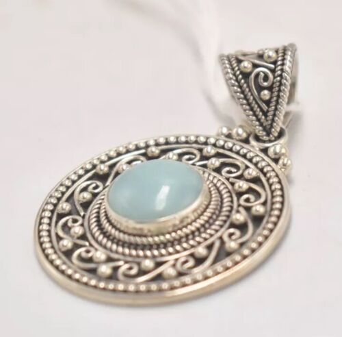 Vintage Suarti Bali BA Sterling Silver 925 & Lapis Lazuli Blue Necklace Pendant