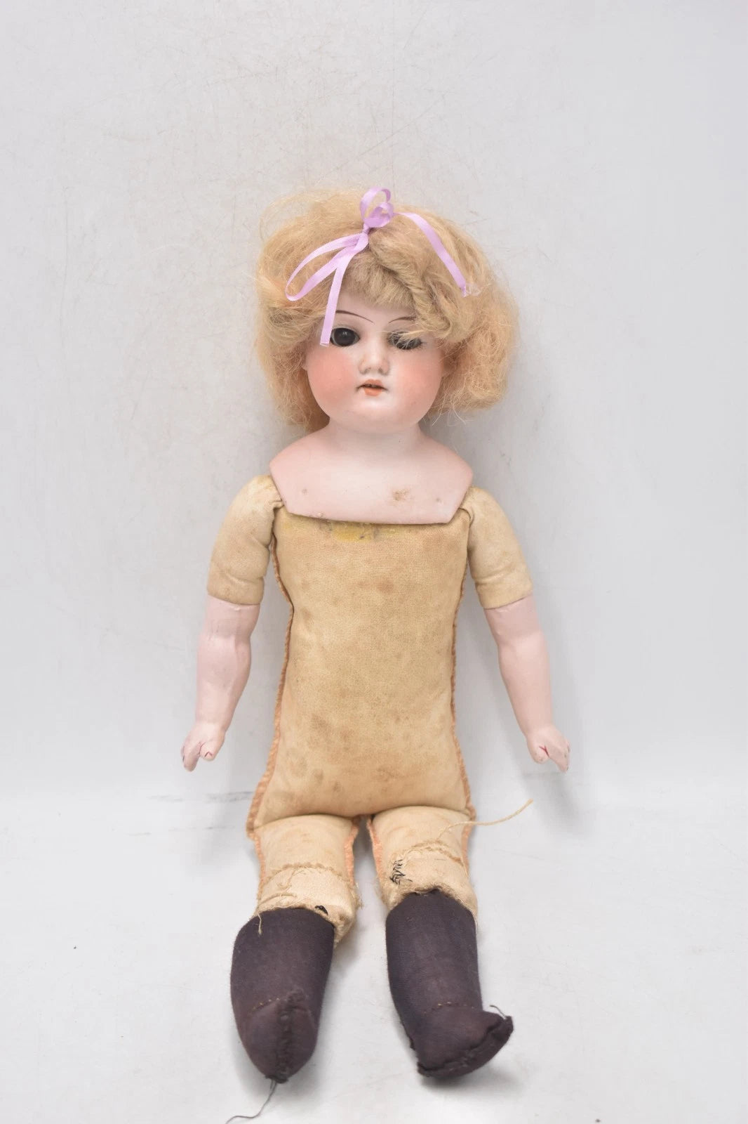 Antique Armand Marseille Bisque Head Leather Body 370 AM DEP Human Hair Doll