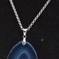 Vintage Sterling Silver 925 & Blue Agate Pendant Necklace – 80cm Chain