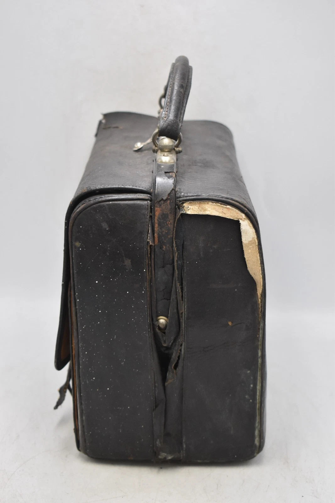 Antique Edwardian Leather Portmanteau Case Bag with Contents 32cm