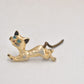 Vintage Cat Brooch Gold Tone with Topaz Blue Eyes - Costume Jewellery