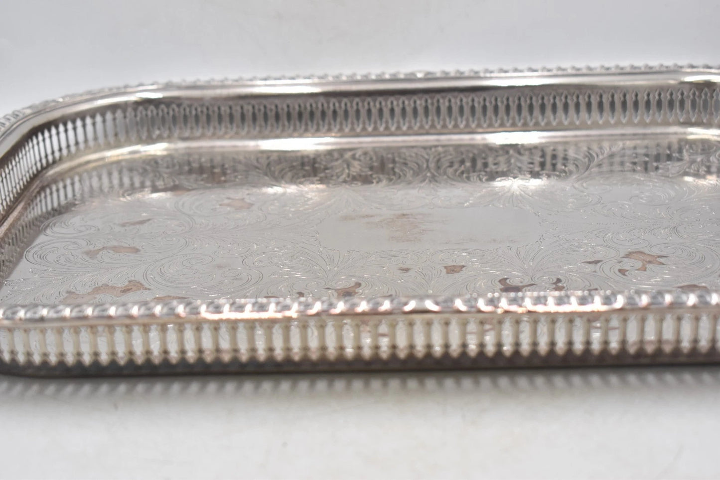 Antique Vintage Silver Plated Extra Large Serving Tray 47cm x 35cm