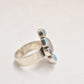 Vintage Sterling Silver Turquoise, Moonstone, and Rose Quartz Ring – Size V