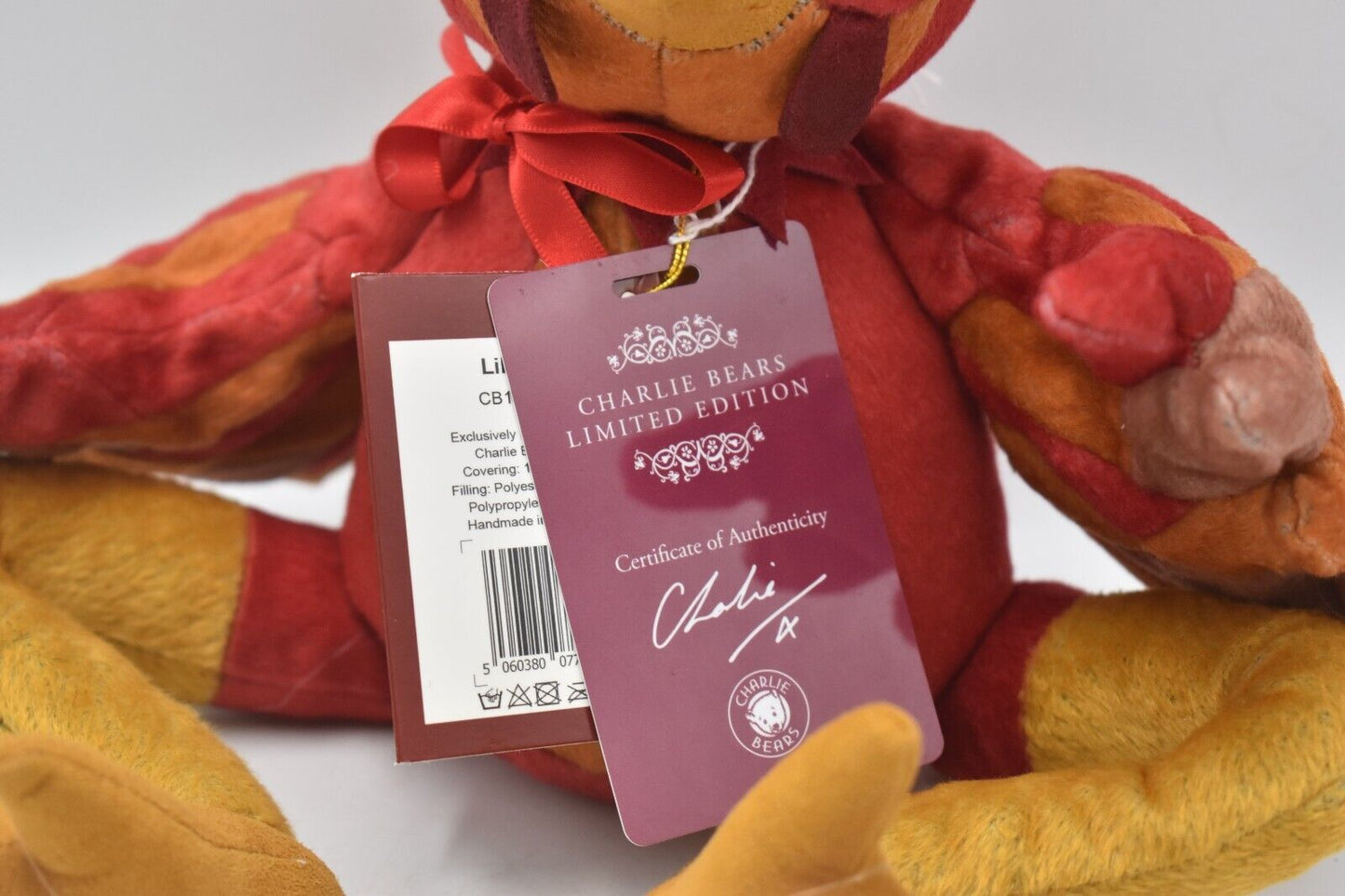 Charlie Bears Lil Red Retired Limited Edition Teddy Bear 22cm Tags Collectible