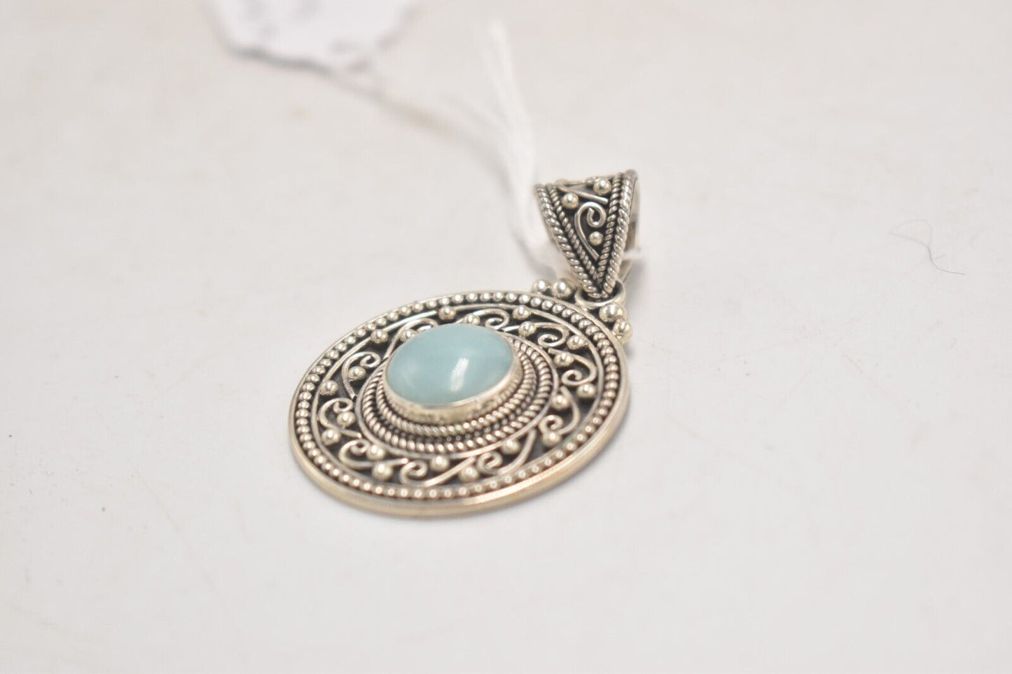Vintage Suarti Bali BA Sterling Silver 925 & Lapis Lazuli Blue Necklace Pendant