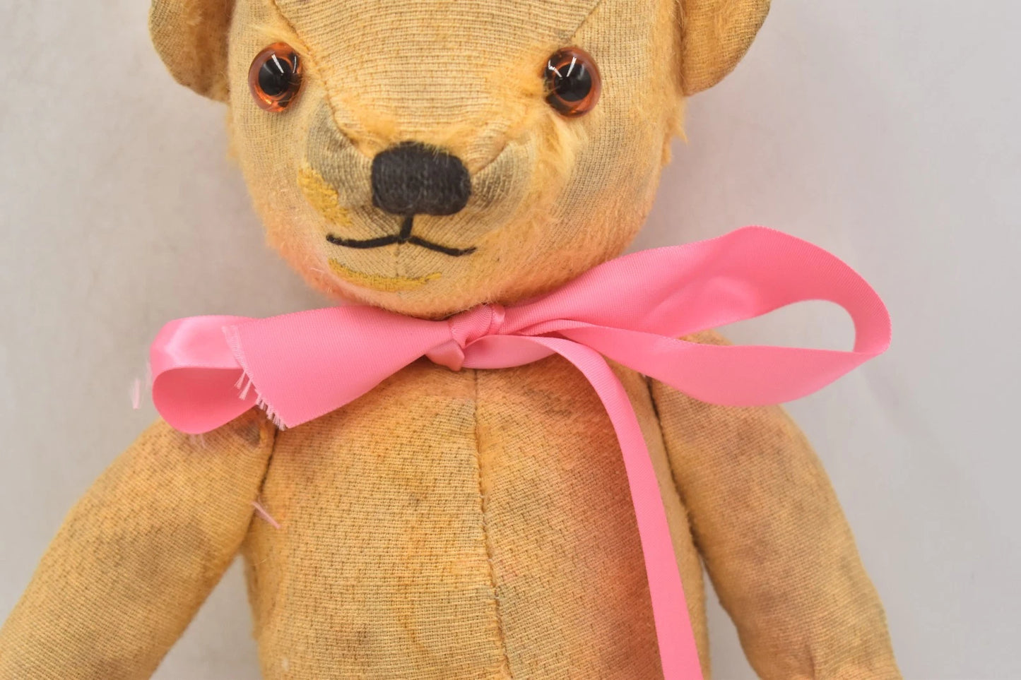 Vintage 1940s English Mohair Teddy Bear 38cm Fully Jointed Glass Eyes