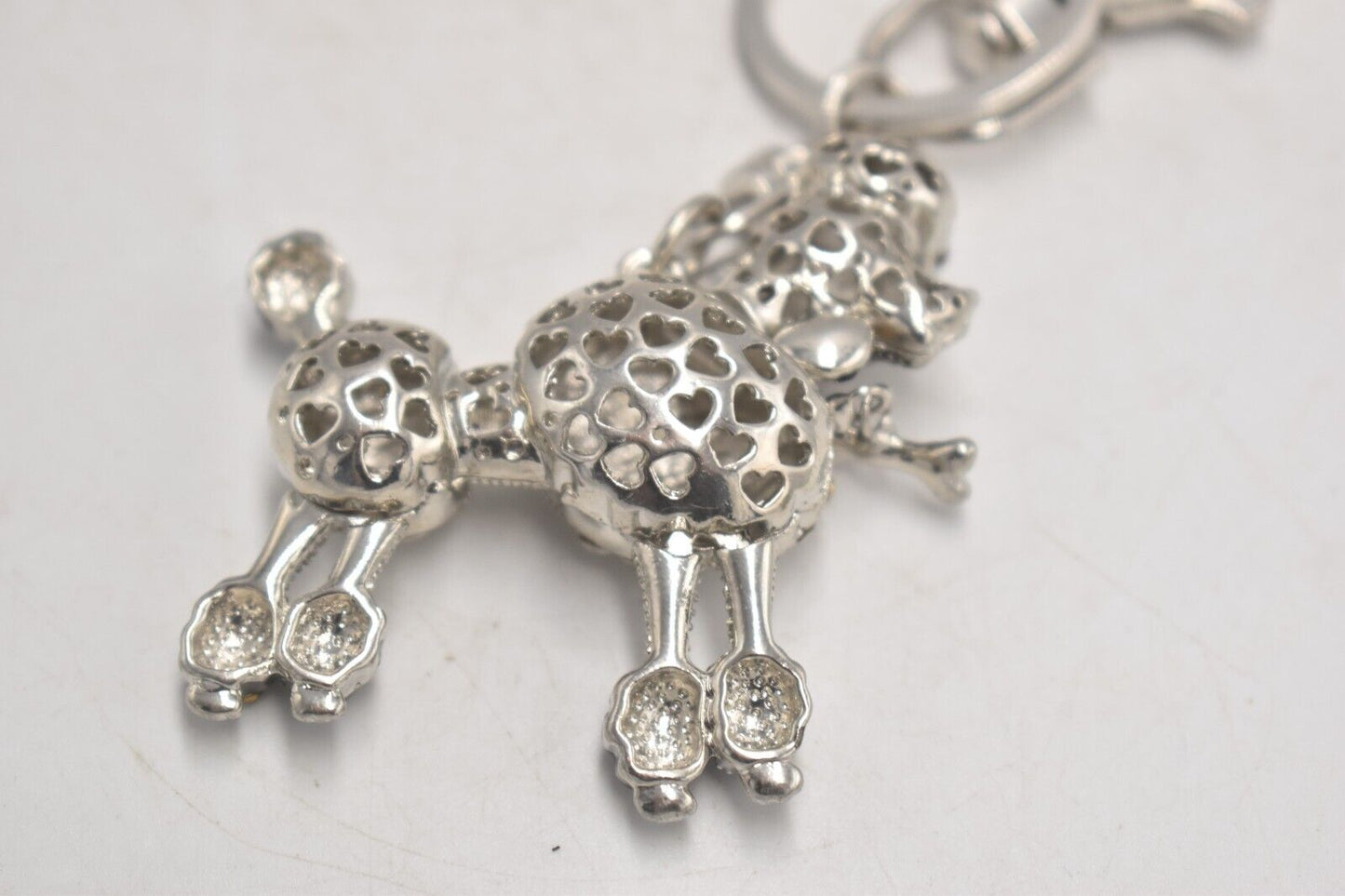 Vintage Butler & Wilson Poodle Dog Diamante Keyring – Black & White – 6.5cm