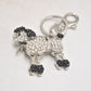 Vintage Butler & Wilson Poodle Dog Diamante Keyring – Black & White – 6.5cm