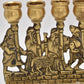 Antique Biblical Zionist Brass Hanukkah Menorah Lamp Judaica Candlestick