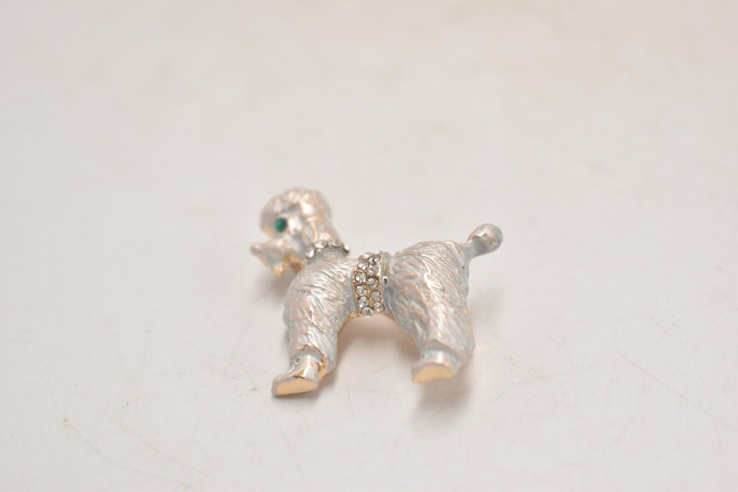 Vintage Poodle Dog Silver Tone and Diamante Brooch – Elegant Women's Jewellery