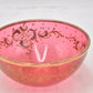 Antique Cranberry Pink Glass Bowl with Gold Gilt Douglas Marked 12.5cm