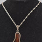 Vintage Sterling Silver 925 Necklace with Amber Pendant – 60cm