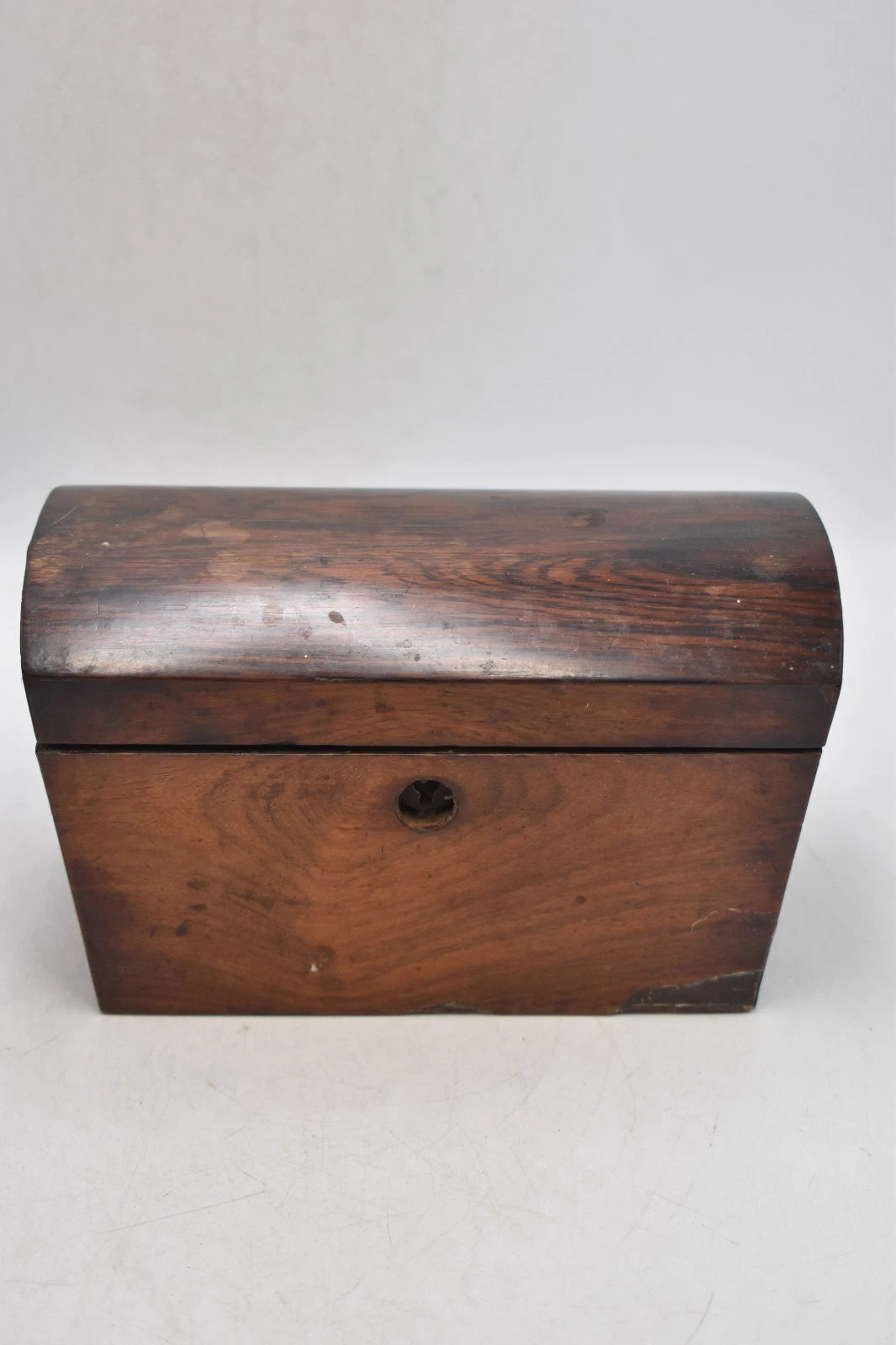 Antique Georgian Mahogany Wooden Tea Caddy Double Lidded 21cm