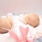 Vintage Life Like Twin Baby Dolls on Heart Pillow – 50cm x 35cm