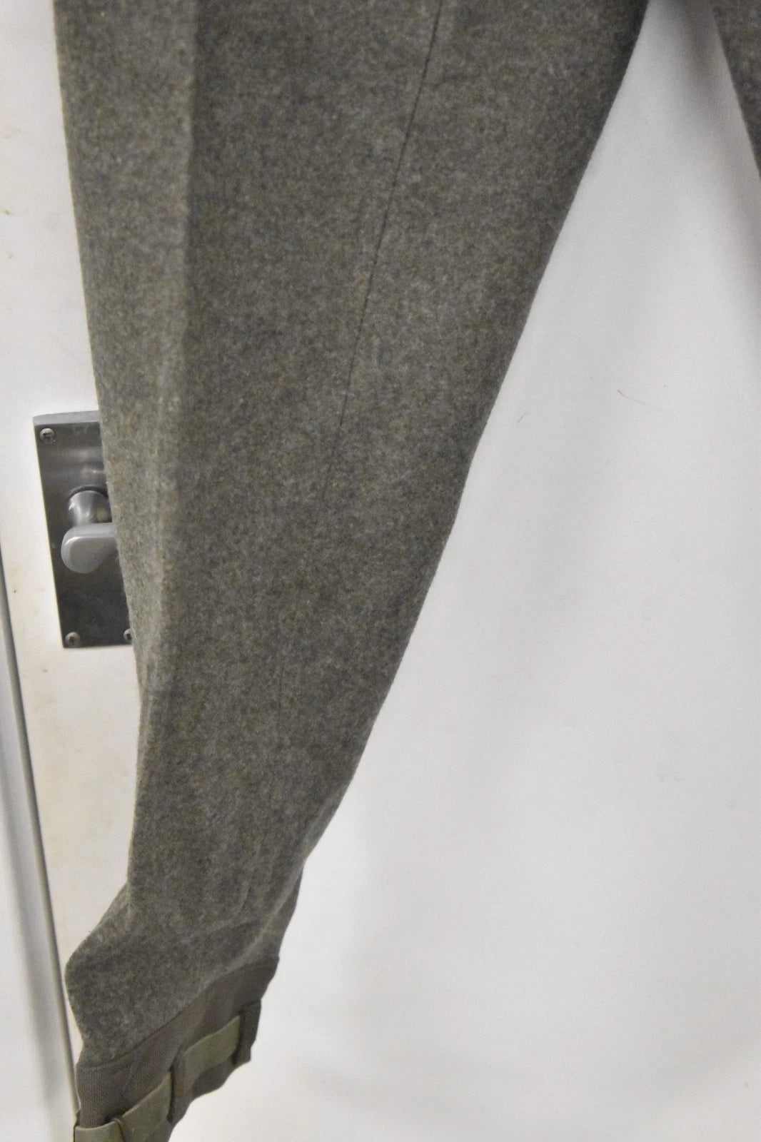 Swedish Army Olive Grey Wool Field Trousers 1947 Dated Leather Straps Military