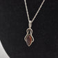 Vintage Sterling Silver 925 Necklace with Amber Pendant – 45cm