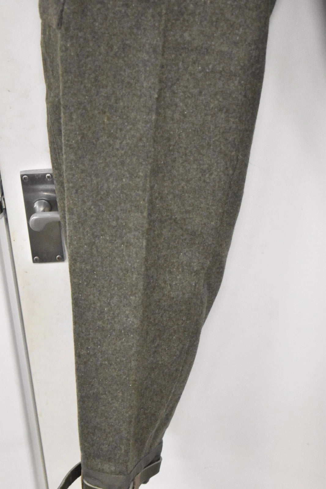 Swedish Army WWII Grey Wool Field Trousers 1940 Leather Straps Military Vintage