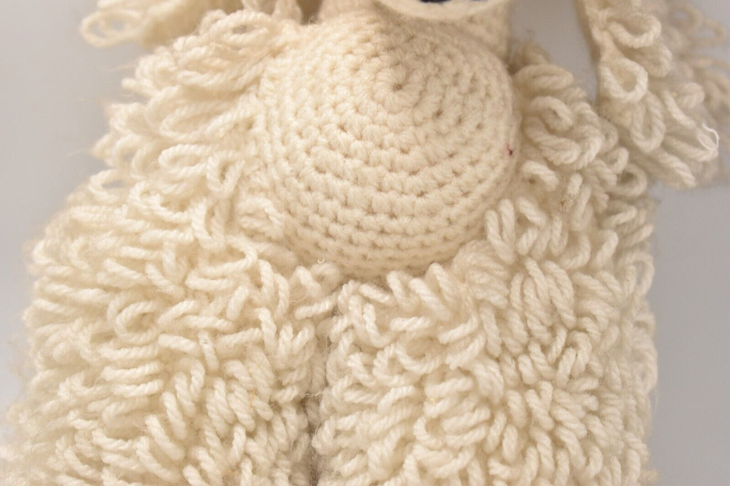 Vintage 1960's Sheep's Wool Poodle Dog Knitted Soft Plush Toy