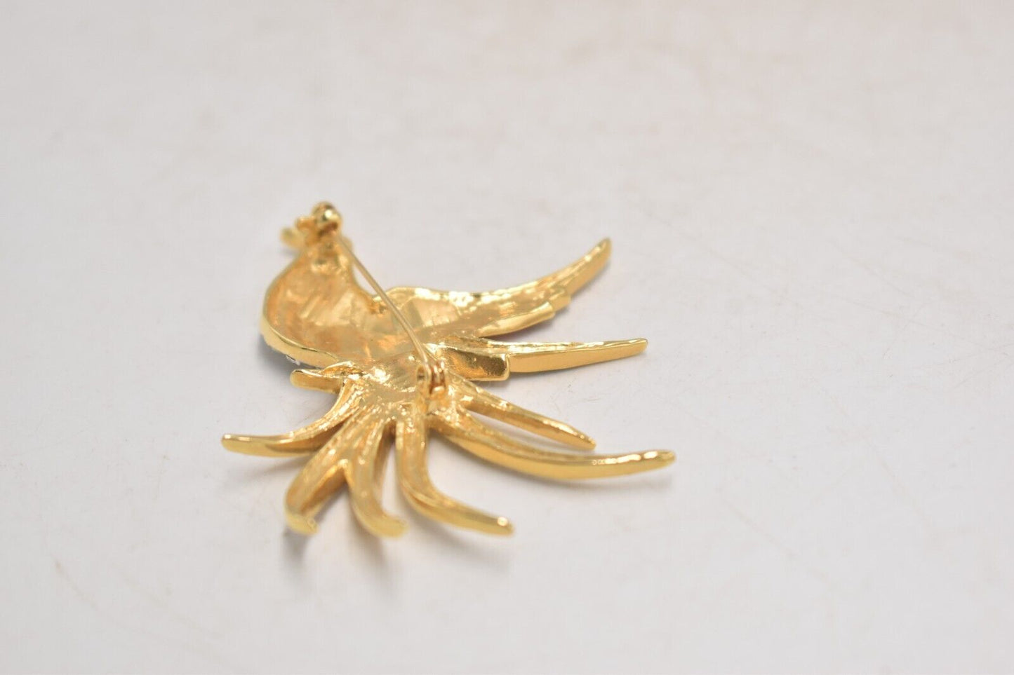 Vintage Seta Bird of Paradise Brooch – Gold Tone, Rhinestone & Enamel