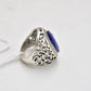 Vintage Silver-Tone Oversized Ring with Synthetic Cobalt Blue Stone – Size P