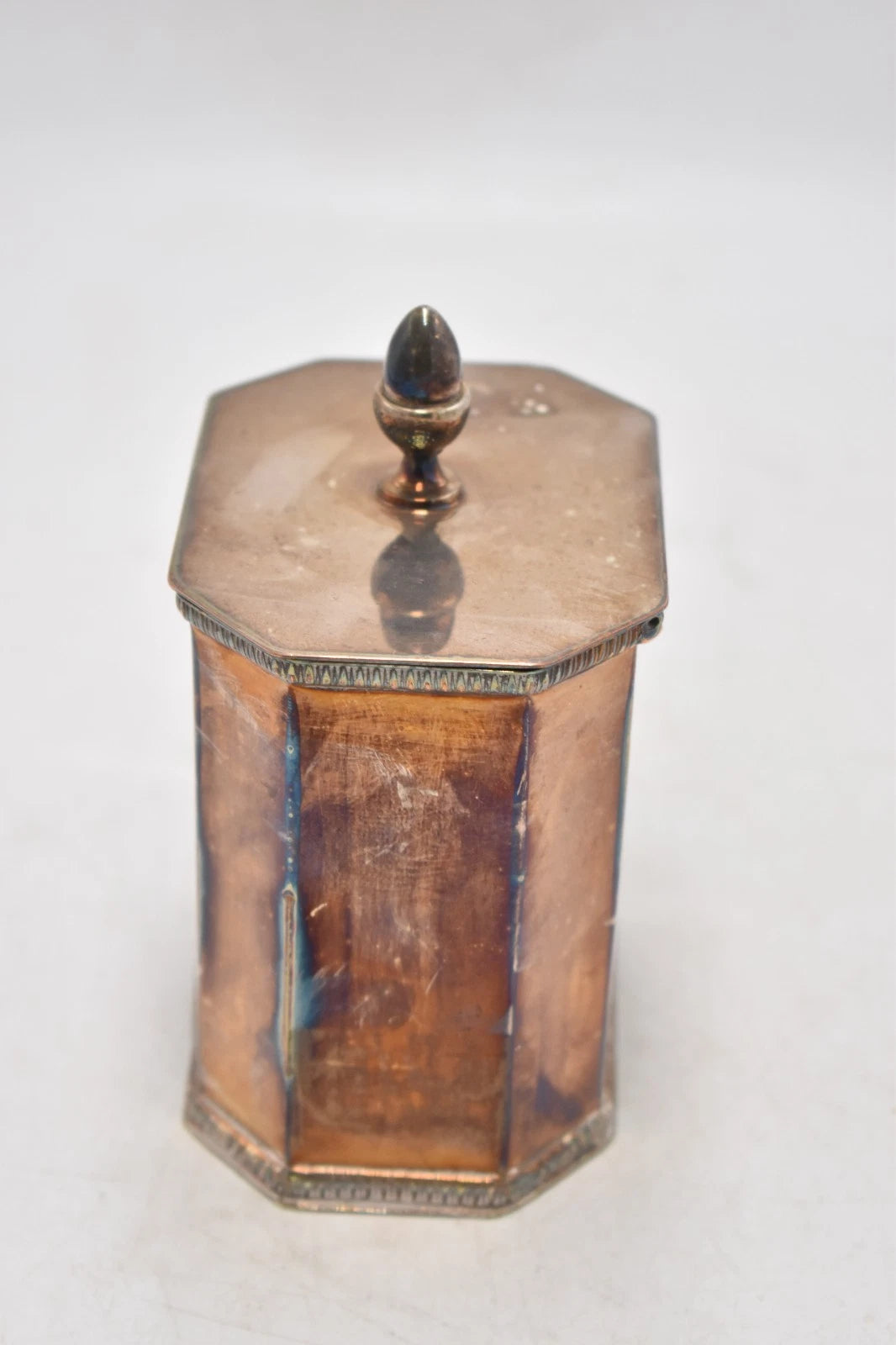 Antique Mappin & Webb Silver Plated Octagonal Tea Caddy – 12.5cm