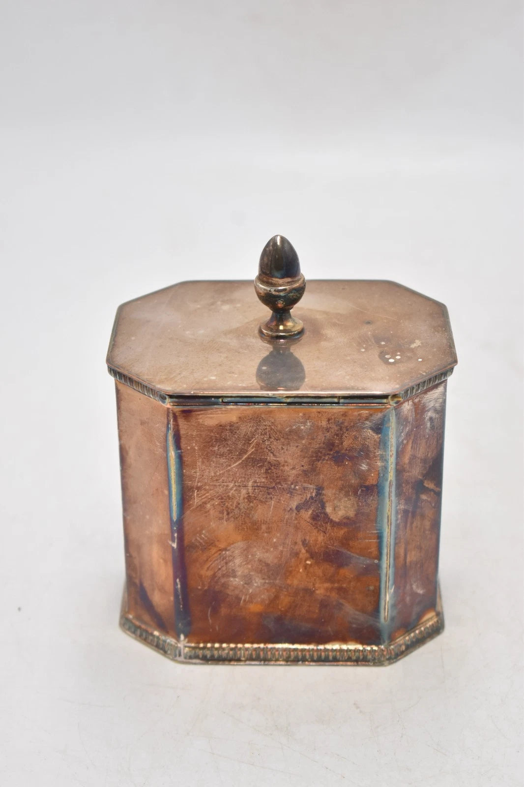 Antique Mappin & Webb Silver Plated Octagonal Tea Caddy – 12.5cm