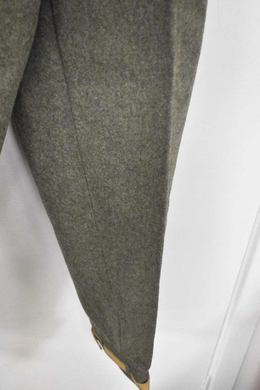 Swedish Army WWII Olive Grey Wool Field Trousers 1940 Leather Straps