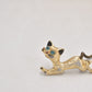 Vintage Cat Brooch Gold Tone with Topaz Blue Eyes - Costume Jewellery