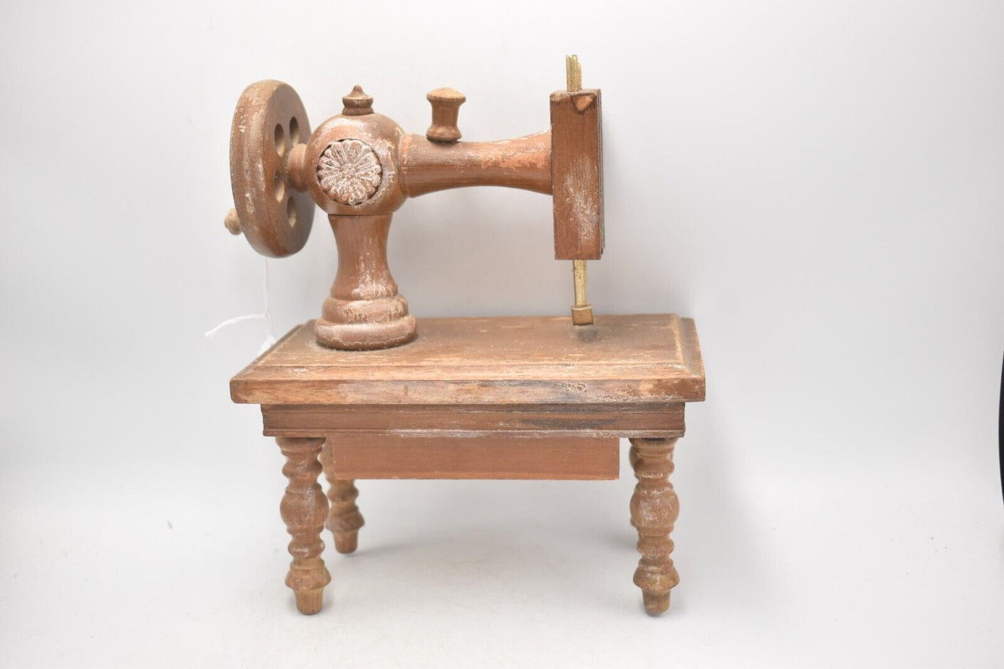 Vintage Wooden Toy Sewing Machine Display Piece 24.5cm Lovely
