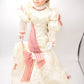 Vintage Porcelain Doll – Blonde Hair, Brown Eyes, Regency Cream Dress – 45cm