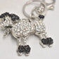 Vintage Butler & Wilson Poodle Dog Diamante Keyring – Black & White – 6.5cm