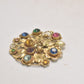Vintage Gold Tone & Rhinestone Floral Pendant – 4.5cm