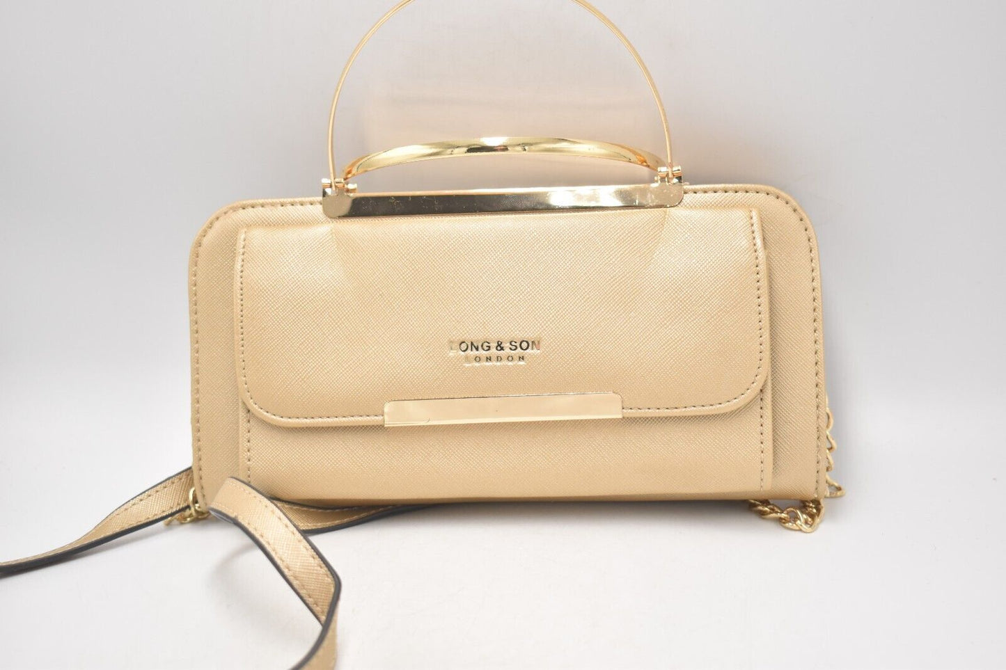Long & Son London Gold Crossbody Handbag - Metallic Ladies Bag with Strap