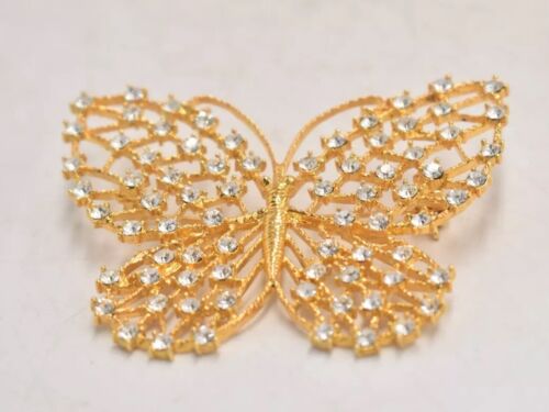 Vintage JM Butterfly Brooch – Gold Plated with Cubic Zirconia