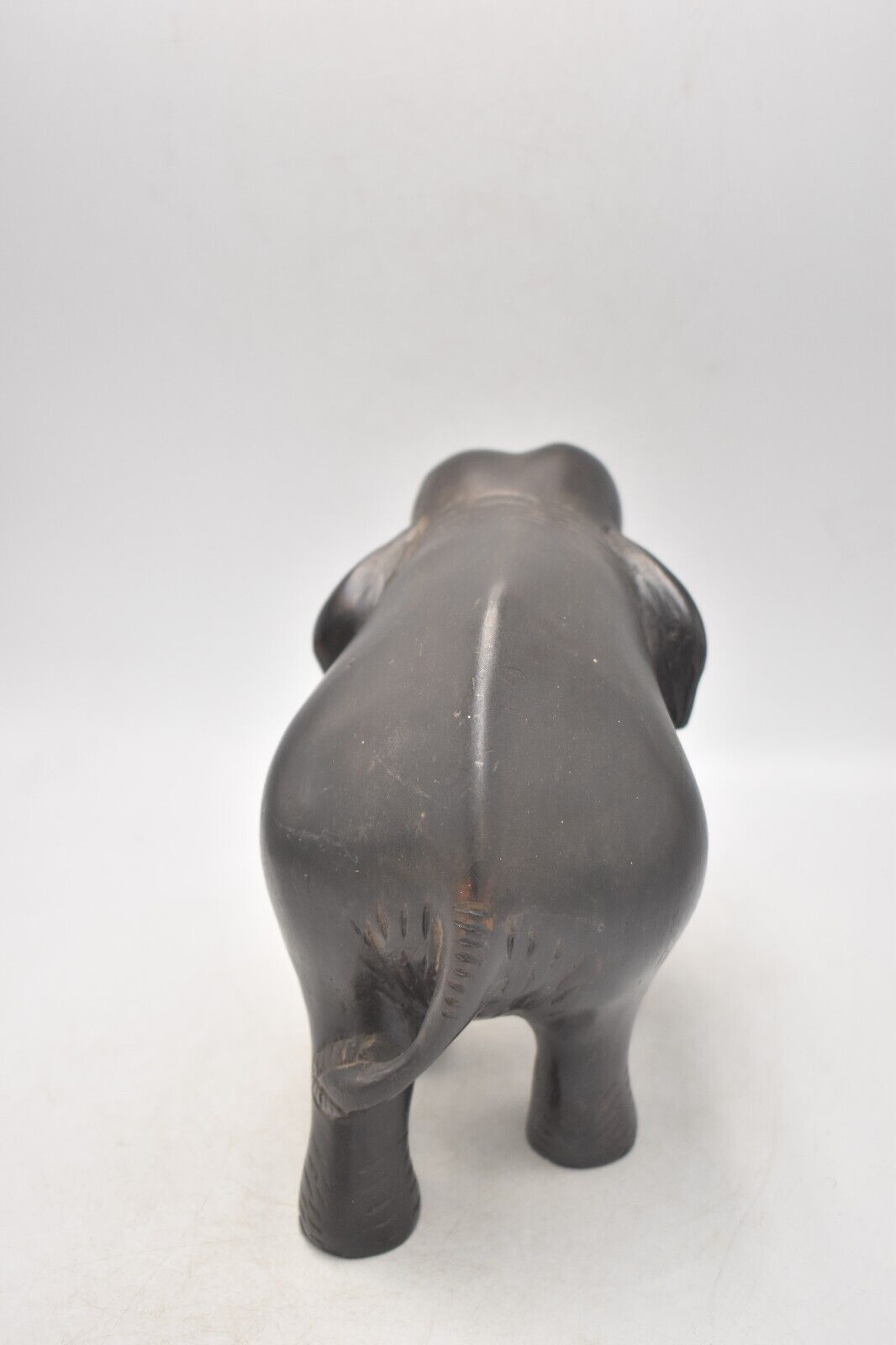 Vintage 1940s Hand-Carved Wooden Elephant Statue Figurine Rangoon 14.5cm